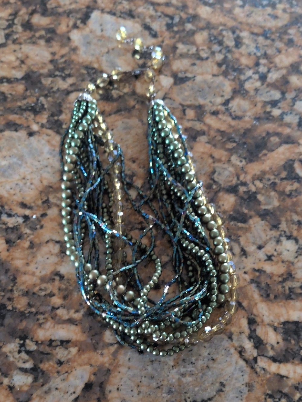 Multi-Strand Green Beaded Statement Necklace